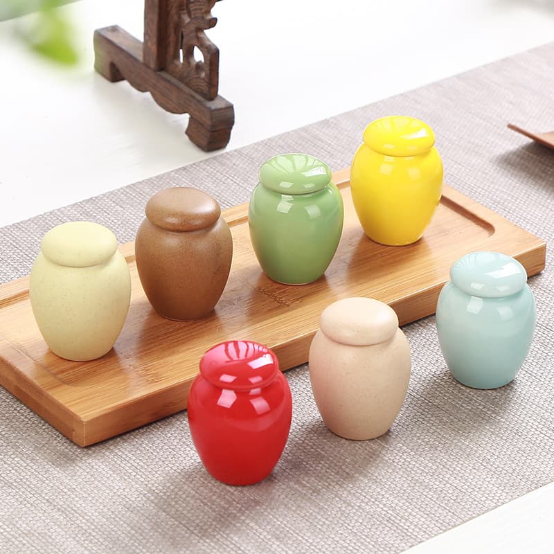 Ceramic Tea Canister Small Medium Porcelain Bottle for Incense Powder, Ointment, Cosmetics, Rouge Bottle, Airtight Storage Jar with Custom Logo Printing