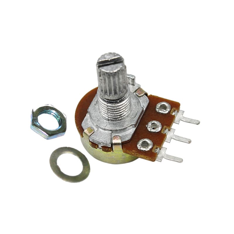 Factory Direct Single-Gang Potentiometer B50K WH148 Type, 15mm Shaft Length with Nut, Adjustable 50K Potentiometer