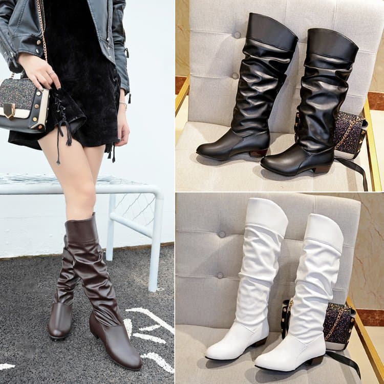 Autumn/Winter New Style Women's Over-the-Knee Long Boots Pointed Toe Thick Heel Warm Snow Boots Slimming Elastic