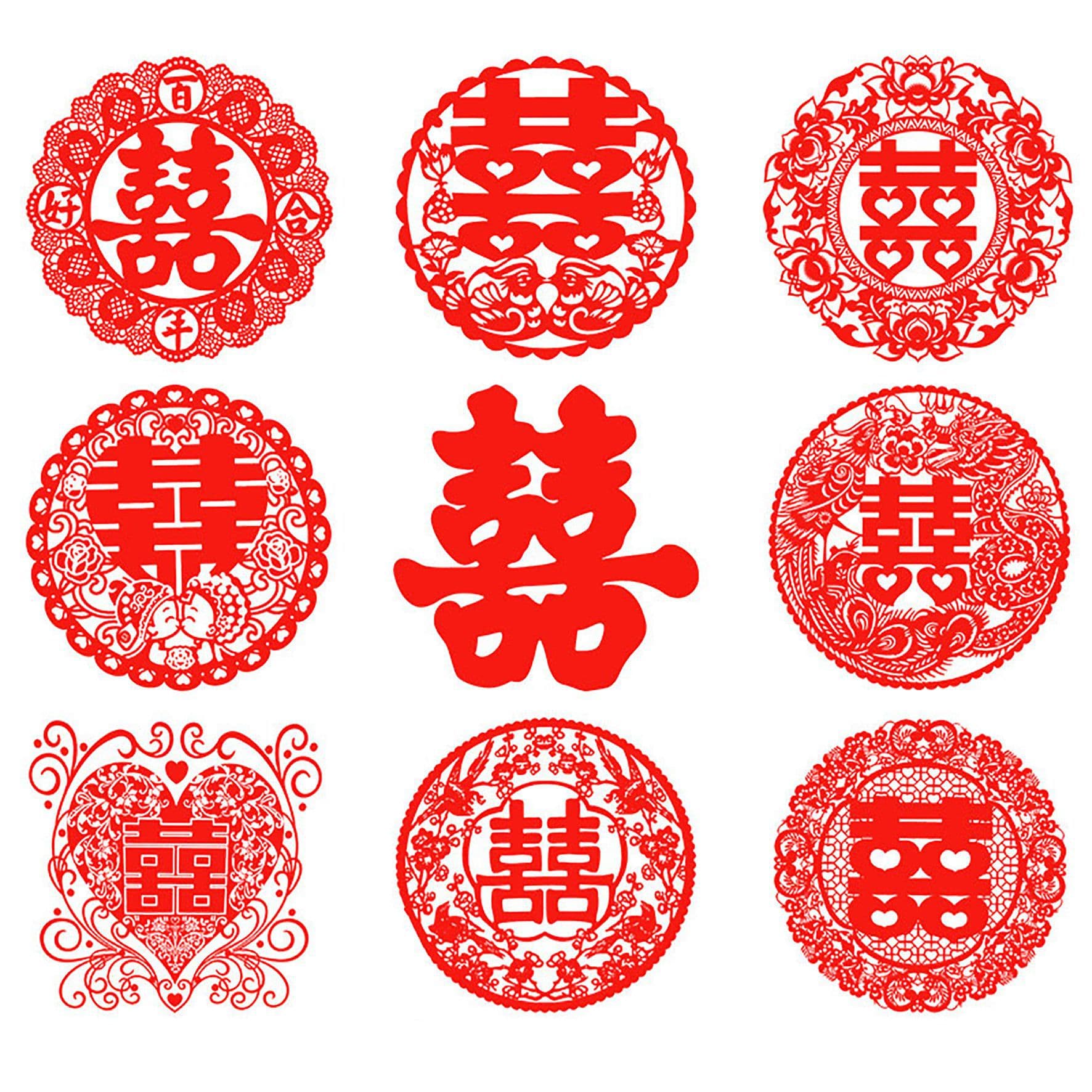 Wedding Marriage Wholesale Double Happiness Static Cling Sticker, Wedding Room Decoration, Wedding Arrangement Double Happiness Sticker, Glass Cartoon Sticker Window Decal