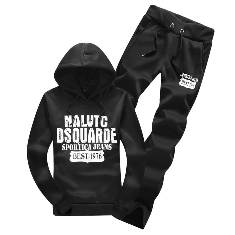 2018 Autumn Casual Sportswear Set Men Hooded Print Sweatshirt Set Men's Sports Suit One Piece Drop Shipping