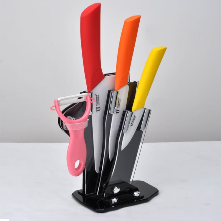 Yangjiang Factory Direct Ceramic Knife 3/5/6.5 Vegetable + Peeler + Stand Color Box Set Slicing Knife Vegetable and Fruit Knife