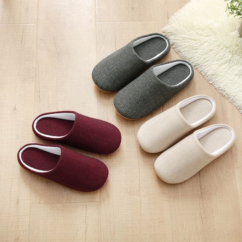 2025 Japanese/Korean Wood Floor Fabric Men/Women Home Indoor Linen Slippers Household Pure Black Cotton Slippers