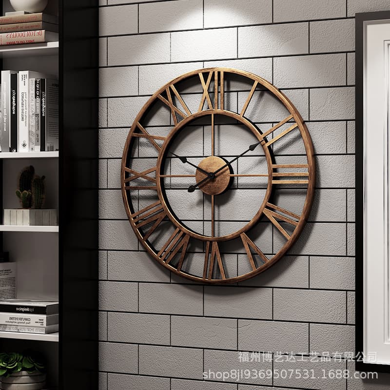 Retro Roman clock American hot selling wall watch simple living room silent clock creative decoration iron wall clock factory
