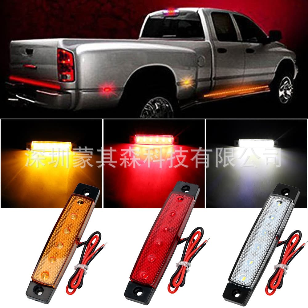 Mengqisen 6LED Truck Side Light Trailer Light Side Warning Tail Light 12V/24V Side Marker Light MK-094