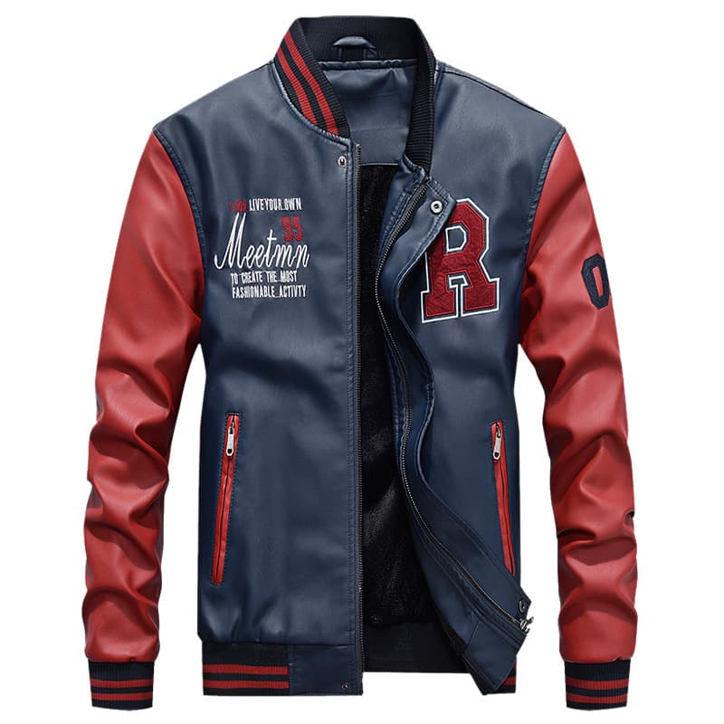 2019 Men's PU Leather Jacket Casual Coat Baseball Stand Collar Spring Autumn New Trendy Leather Jacket 7701