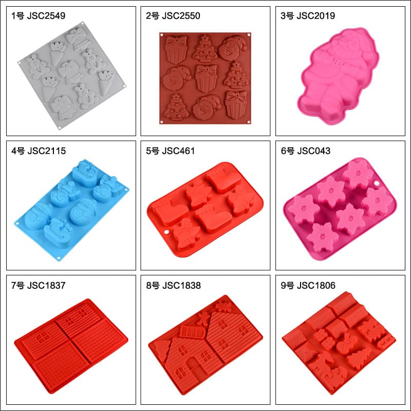 Christmas Silicone Baking Mold Set Cake Decoration Moulds Kitchen Baking Tools Modern Simple Style for Oven Microwave Fridge
