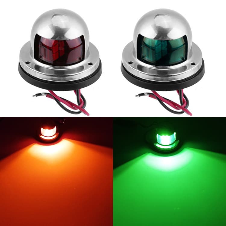CE Certified 316 Stainless Steel Marine LED Signal Light for Yachts, Red and Green Navigation Light for Speedboats