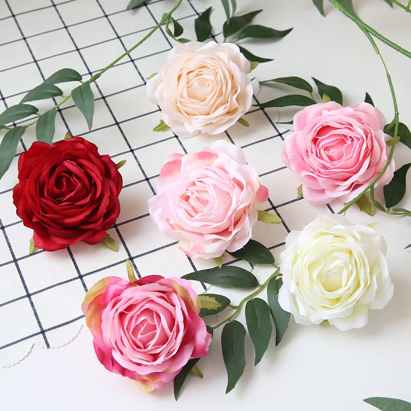 Silk Cloth Flower Head High-end Artificial Flowers Faux Flowers Wedding Home Decoration Decorating Diameter 9cm 9 Layers Colors