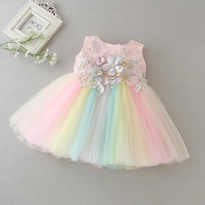Maggie Princess Baby Infant Dress Princess Gown Newborn 100-Day Banquet Full Moon Toddler Wedding Dress