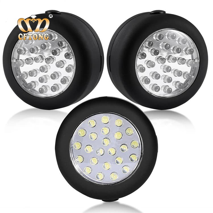 New high-brightness tool light, 24 LED round work light, automotive and motorcycle repair light with hook, emergency lighting work light