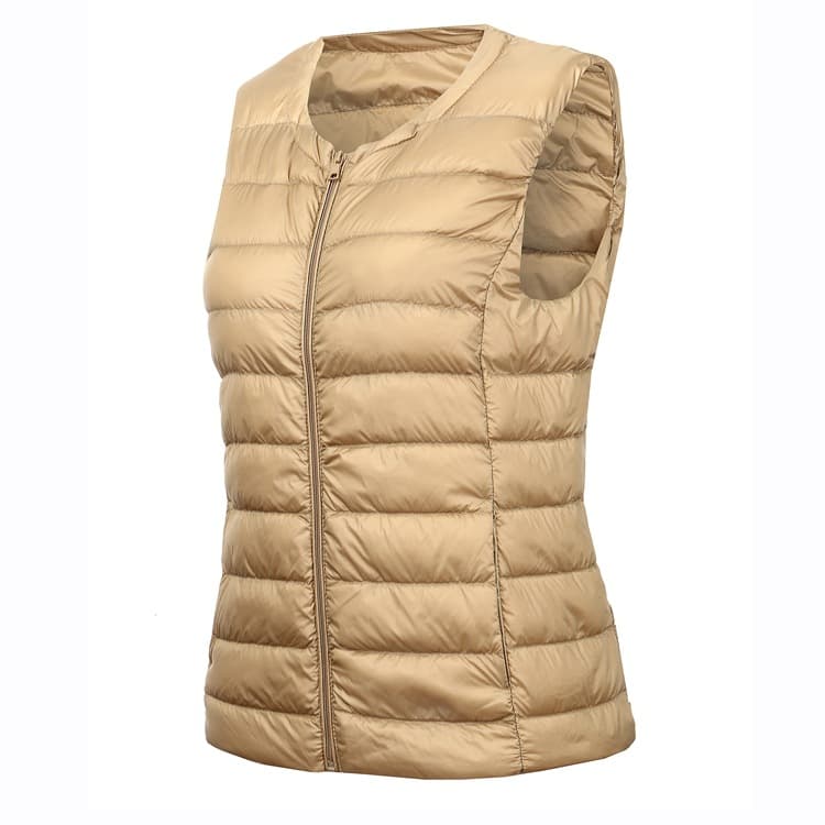 Cross-Border Lightweight Down Vest for Women, Autumn/Winter Collarless Plus-Size Down Puffer Vest Liner, Women's Short Sleeveless Jacket