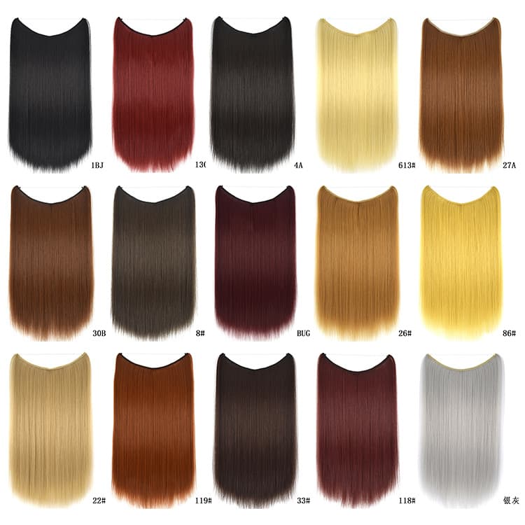 Women's Natural Fishline Hair Extension Pieces Long Straight Lace Front Wigs Seamless Dye-Free Synthetic Hair Shears