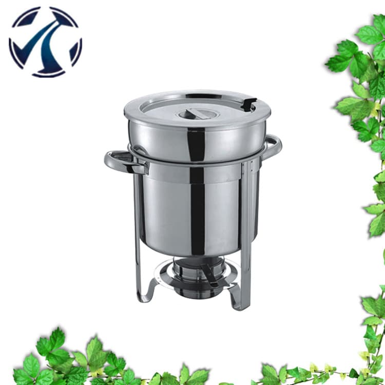 Stainless Steel Soup Warmer, Large Capacity Western Style Soup Warmer, Round Flip-Top Visible Buffet Soup Warmer