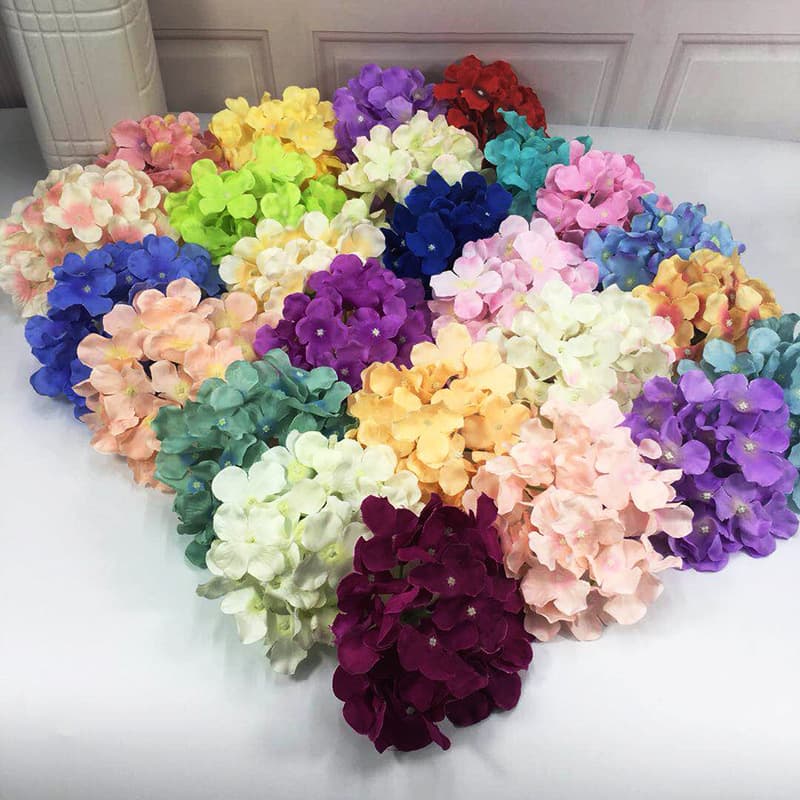 Artificial Hydrangea Flower Heads for Wedding Faux Silk Flowers, Bridal Headpieces, DIY Floral Projects, and Photography Props