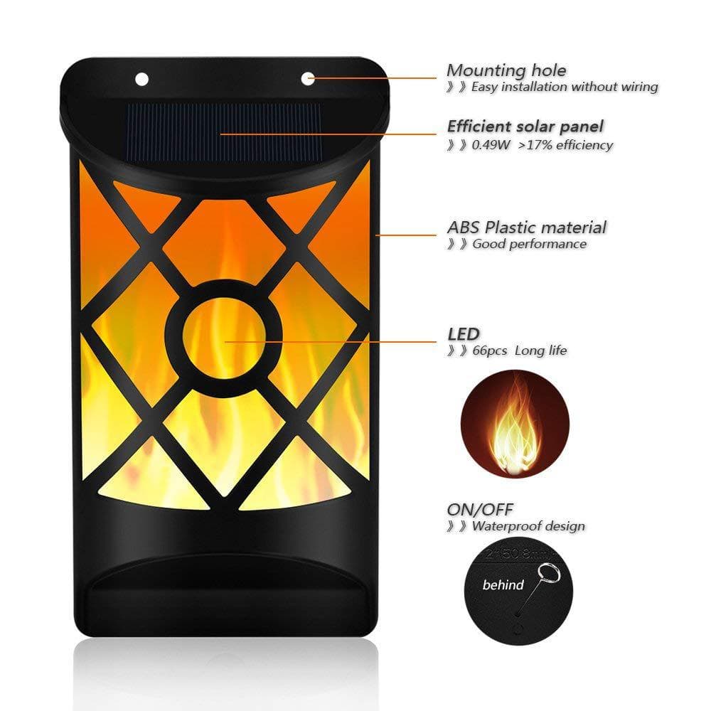 New Solar Wall Light LED Flame Light Outdoor Courtyard Light Garden Landscape Decorative Light Household Motion Sensor Street Light