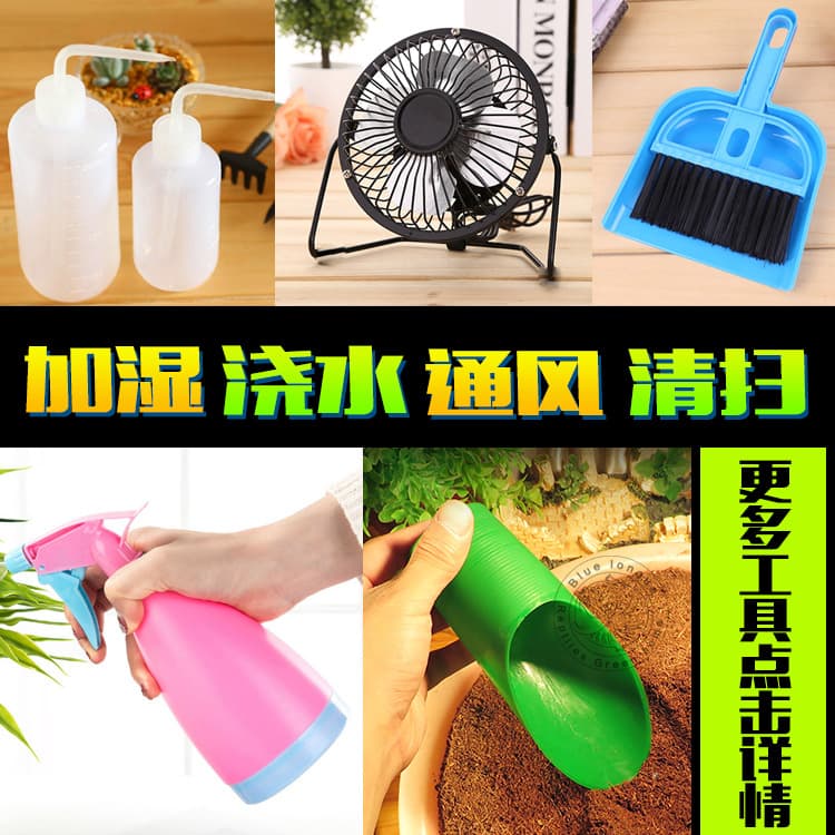 Reptile Enclosure Cleaning & Watering Kit: Water Dispenser, Spray Bottle, Ventilation Blower, Shovel for Sand & Soil
