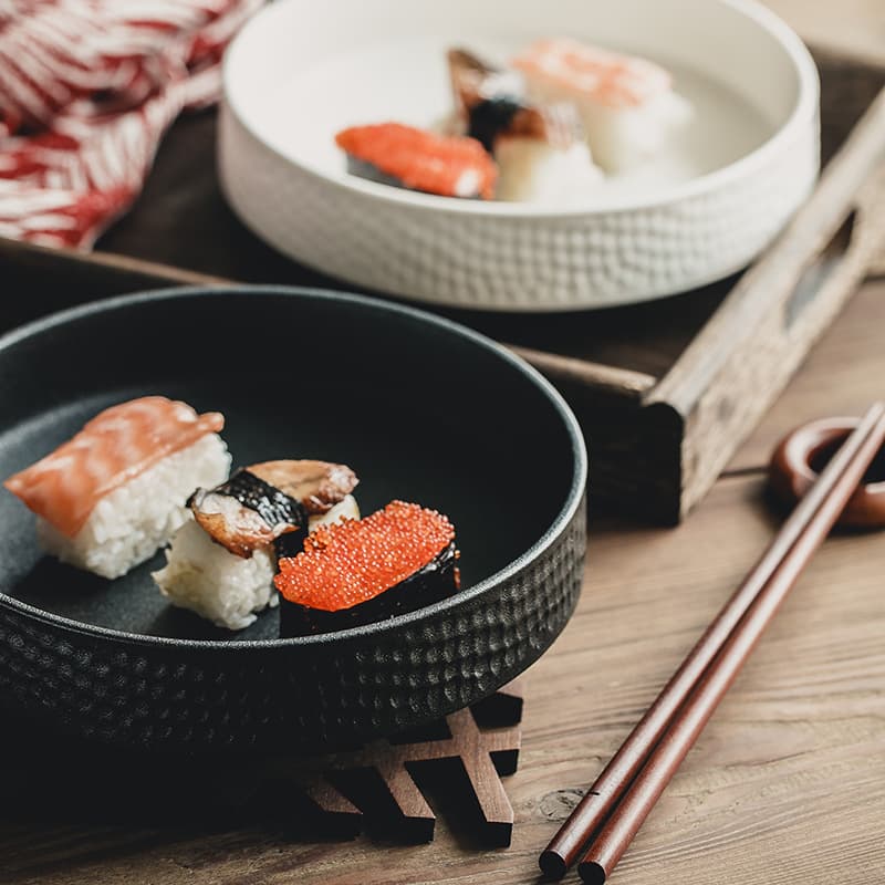 Yunhetang ins ceramic hammer pattern sushi plate deep plate fruit bowl creative baked rice plate salad bowl tableware plate