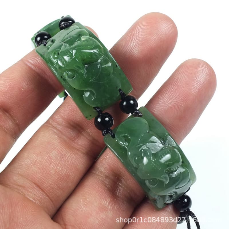 Xinjiang Hetian Jasper Bat Bracelet Blessing Bracelet Auspicious Birthday Five Blessings Batman Men's Bracelet
