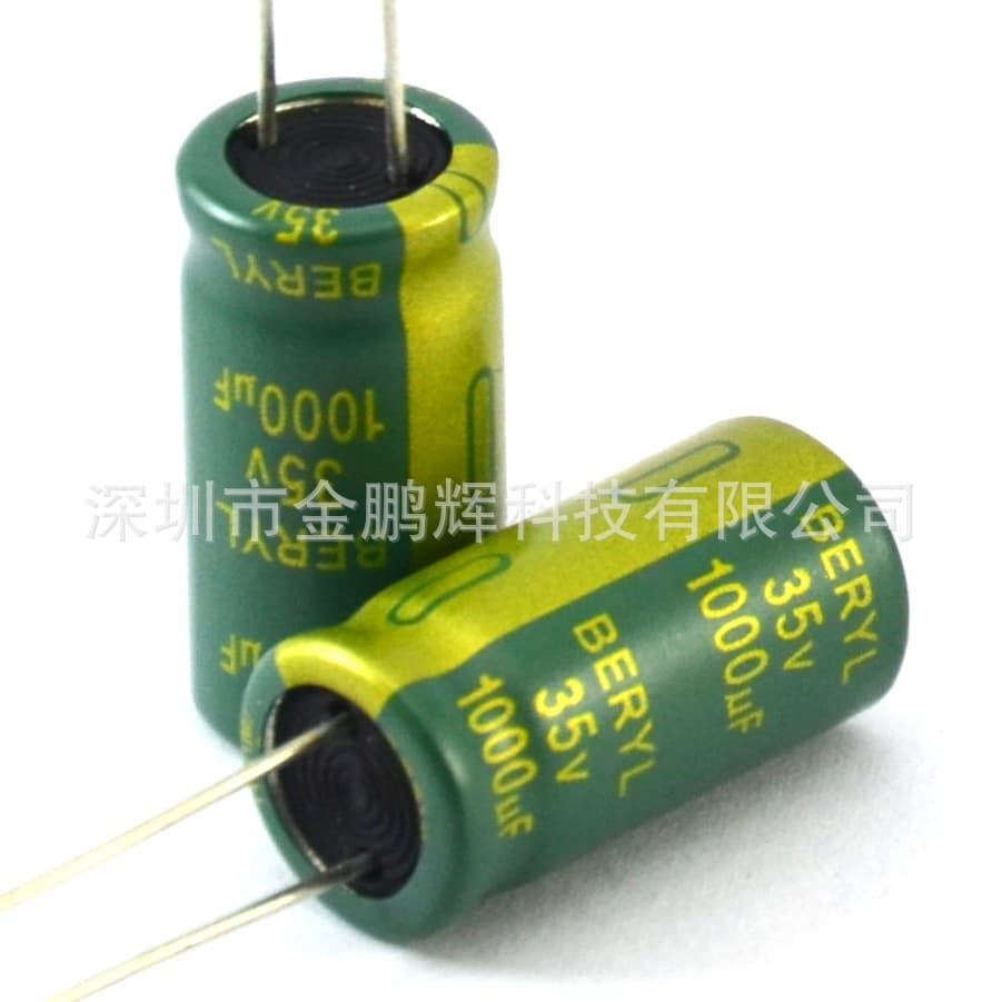BERYL radial electrolytic capacitor 35V 1000uF, 10*20 Green Gem capacitor RC high-frequency low-impedance charger