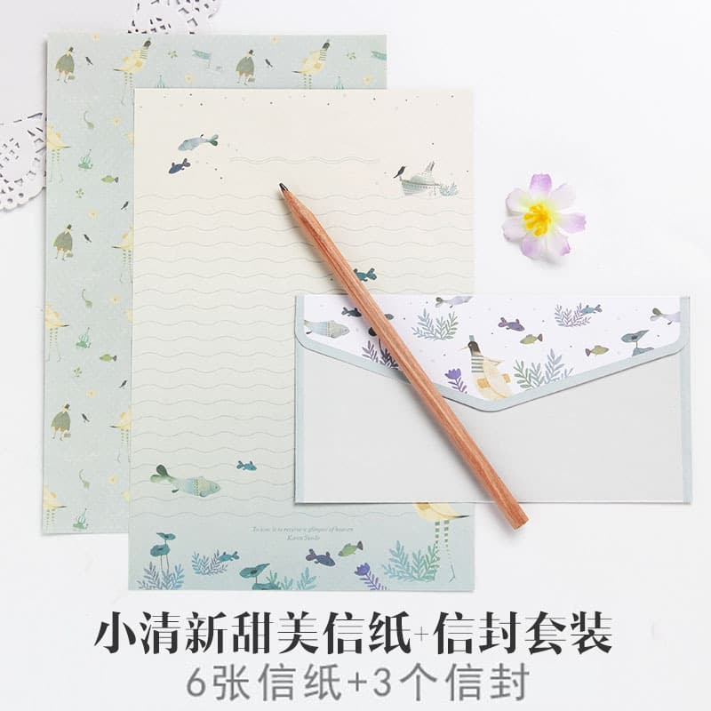 Creative Vintage A5 Stationery Set with Floral Western Envelopes, Fresh and Beautiful Floral Fragments