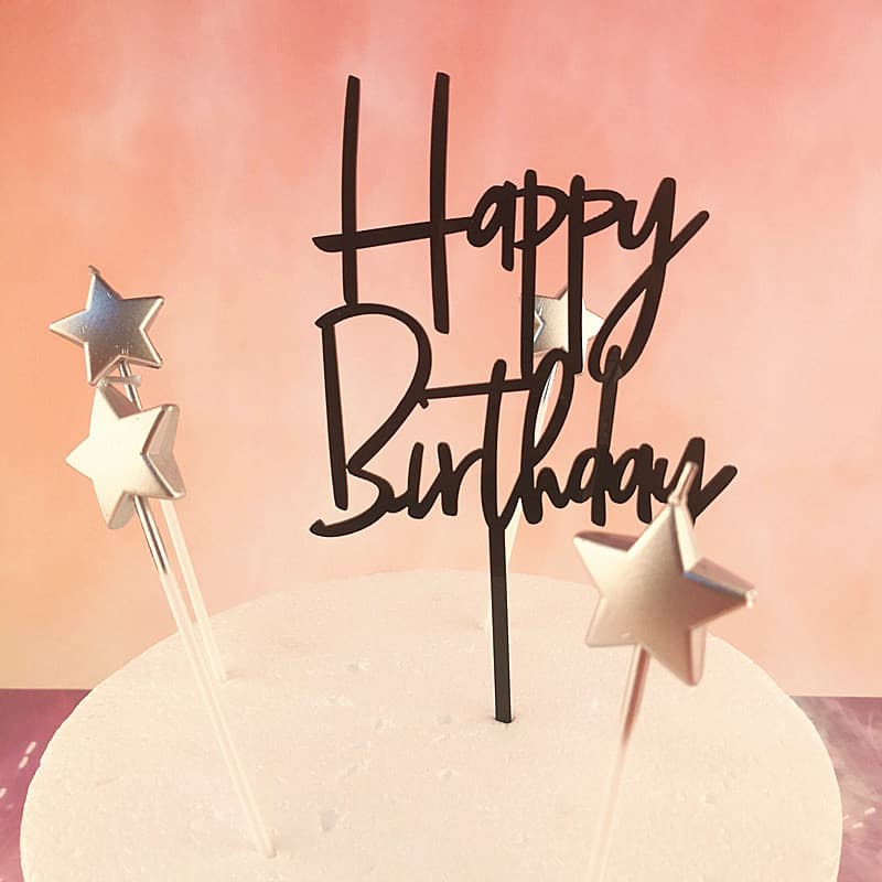 New Handwritten Happy Birthday Acrylic Cake Topper Birthday Party Decoration