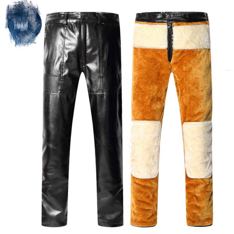 New Winter Mid-Rise Loose-Fit Casual PU Pants, Black Thickened Leather Pants, Solid Color, Ready Stock Wholesale