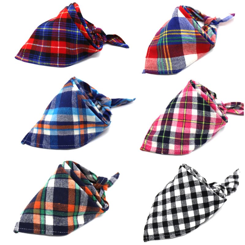 In Stock - Pet Dog Scottish Style Thick Flannel Bandana Cotton Velvet Tie-on Baby Drool Bib