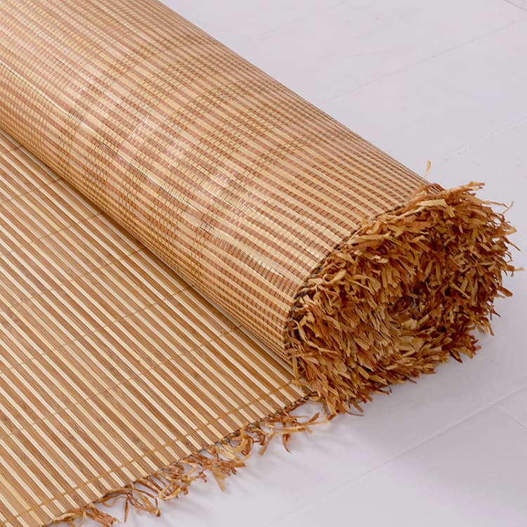 Semi-finished bamboo mat for decoration, ceiling and wall covering in hotels, restaurants, and sauna rooms, raw materials for renovation.