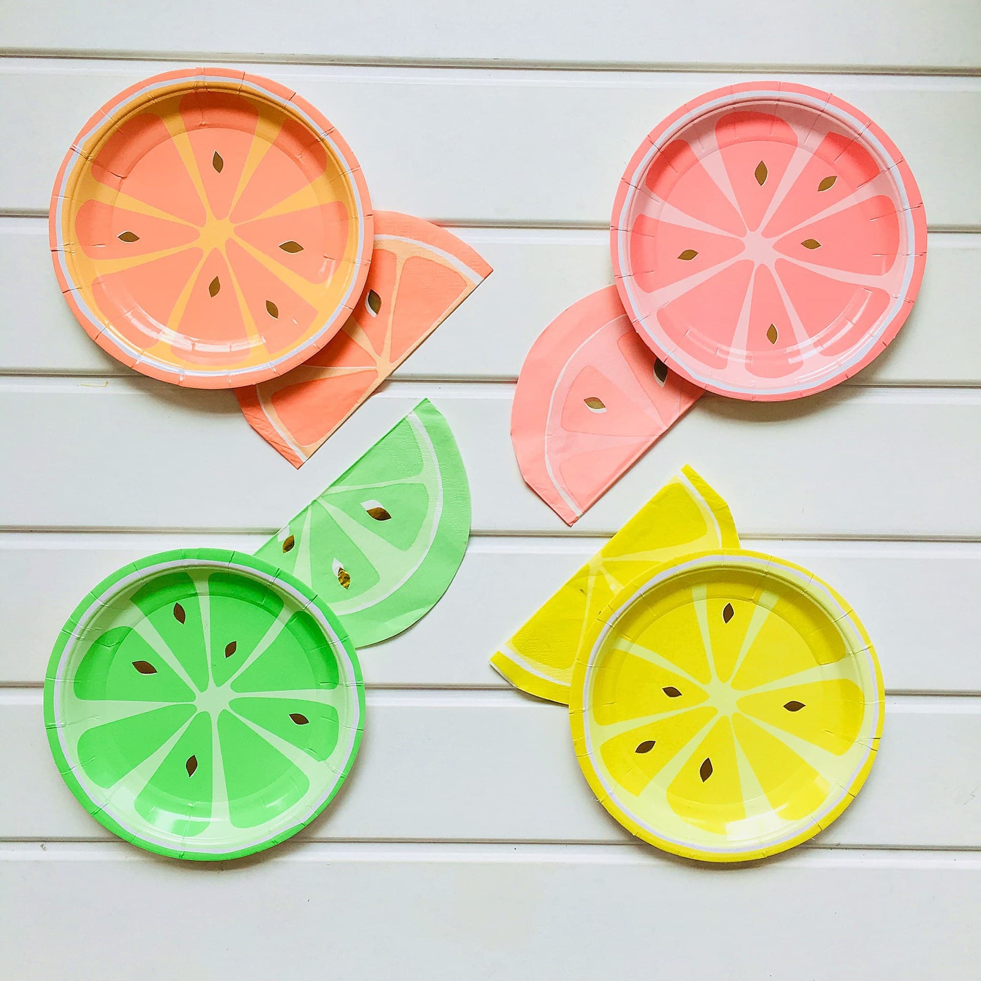 New fruit paper plate paper towel barbecue plate children's birthday party decoration supplies tableware four-color set lemon