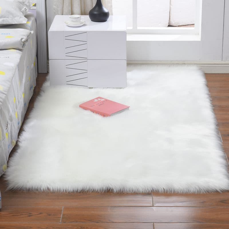 Cross-border imitation wool rug, rectangular, for living room, bedroom, bedside, sofa cushion, bay window, plush.