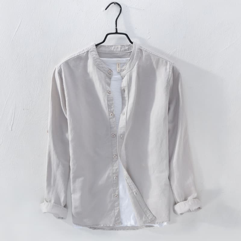 New Men's Light Luxury High-End Stylish White Casual Shirt Business Long Sleeve Shirt Export Shirt