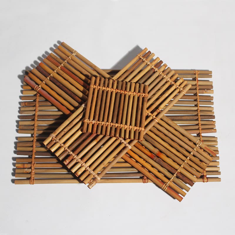 Bamboo Tea Ceremony Mat, Small Bamboo Slat Cup Stand, Tea Coaster, Pot Mat, Heat Insulator, Handwoven Bamboo Tea Mat