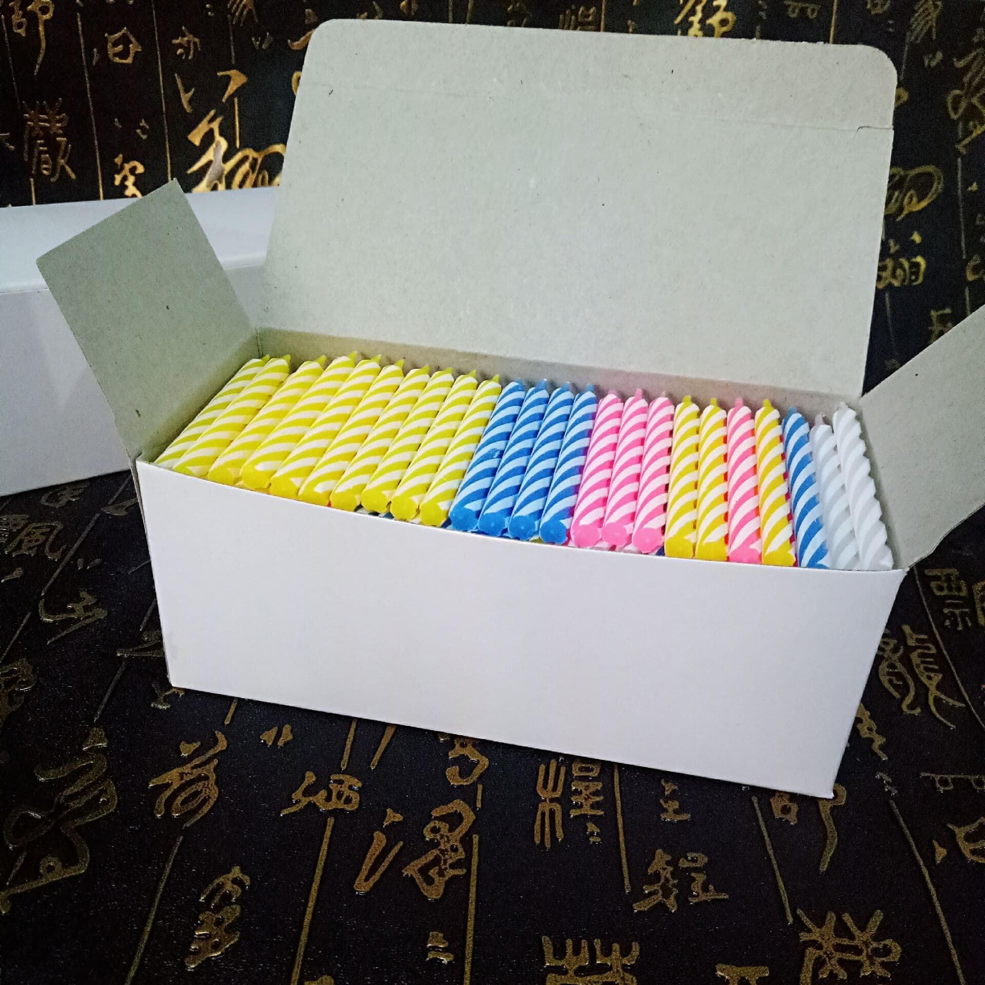 Birthday Candles Multi-Color Spiral Thin Candles in Small White Box, Bulk Assorted Line-Type Birthday Candles