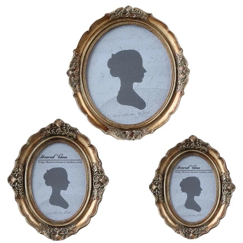 European Carved Classical Resin Picture Frame, Oval Distressed Frame, Wall-Mountable 6x8 Inch 7x9 Inch Photo Frame, Vintage Distressed Finish