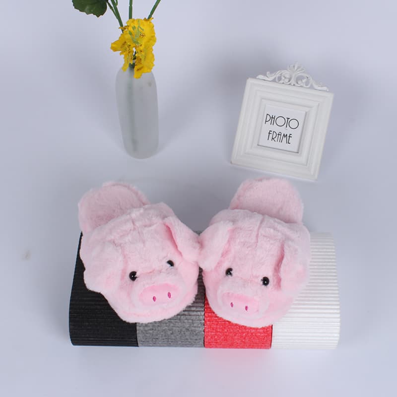 Cartoon Pink Cotton Slippers for Couples, Home Warm Cotton Shoes, Home Plush Floor Slippers, Winter Style for Couples