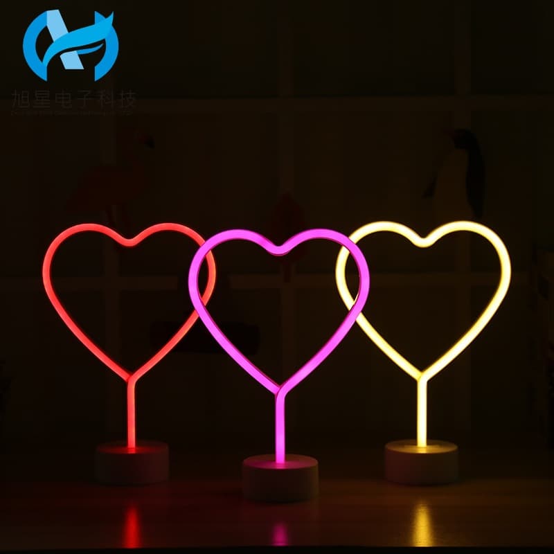 LED Heart Neon Shape Light, Heart-Shaped with Detachable Base Neon Light, Ins Style Dormitory Night Light