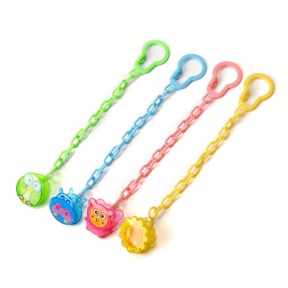 Teething pacifier clip with silicone strap and buckle, baby pacifier chain, plastic cartoon pacifier accessory