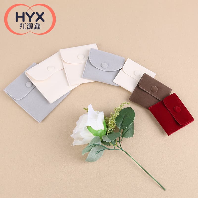 Factory direct sales jewelry packaging bag snap button snap velvet bag ring earrings jewelry bag jewelry