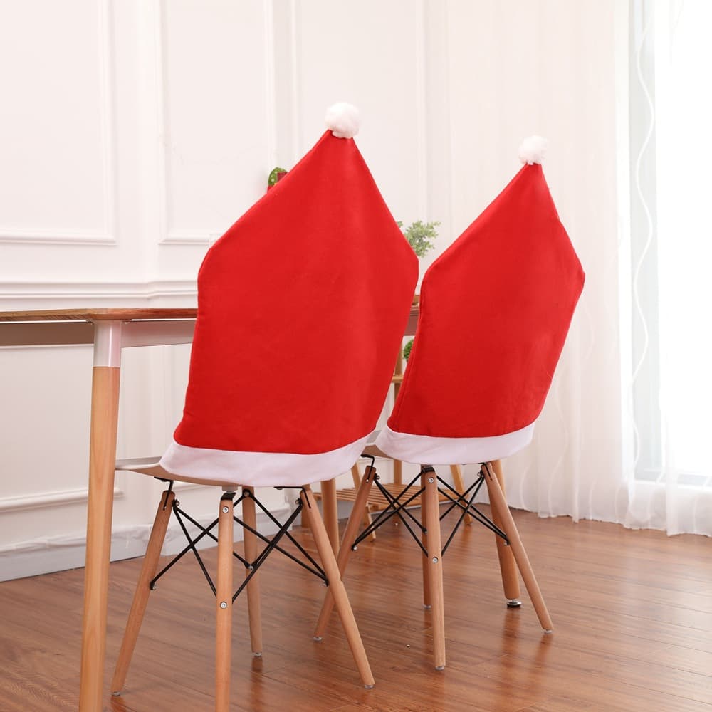Good quality chair cover red Christmas hat non-woven chair cover Christmas chair cover Christmas holiday supplies