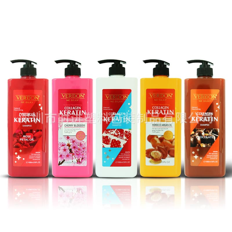Manufacturer supplies 1000ml PET ginger shampoo shower gel bottle PET square plastic transparent packaging bottle
