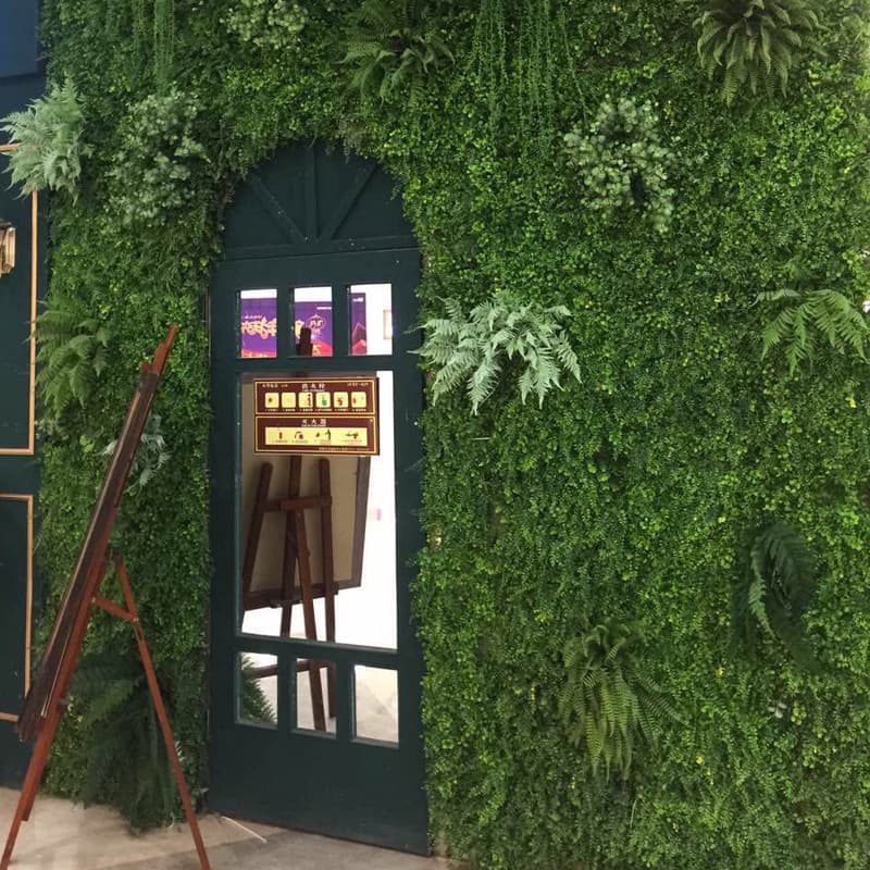 Artificial Plant Wall Grass Turf for Storefront Signage Background Wall, Fruit Shop Fake Grass Carpet Wall Hanging Green Plant Wall