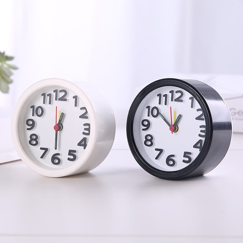 Simple Black and White Alarm Clock, Small Mini Round Clock, Bedside Table Clock, Digital Cute Alarm Clock, Children's Gift