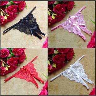 Yetingxiang Lingerie Women's Panties Lace Transparent Open Crotch Lace Temptation Three-Point T-Back Drop Shipping