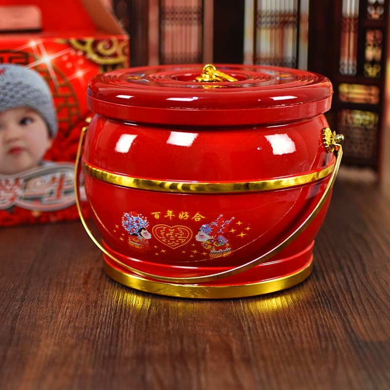 Wedding Descendant Bucket Celebration Events Large Bright Red Descendant Treasure Bucket Wholesale Manufacturer Supplies Ornament Festive Single Bucket