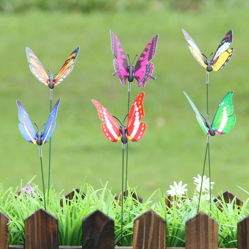7CM Simulation Butterfly with Stem for Flower Arrangement, Potted Plants, Gardening, Home Decoration, Greenery Decor