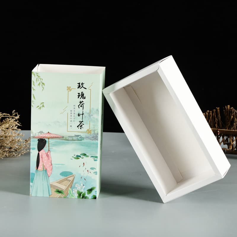 Tea food packaging candy world cover refrigerator magnet gift box double white card drawer cosmetic color box customization