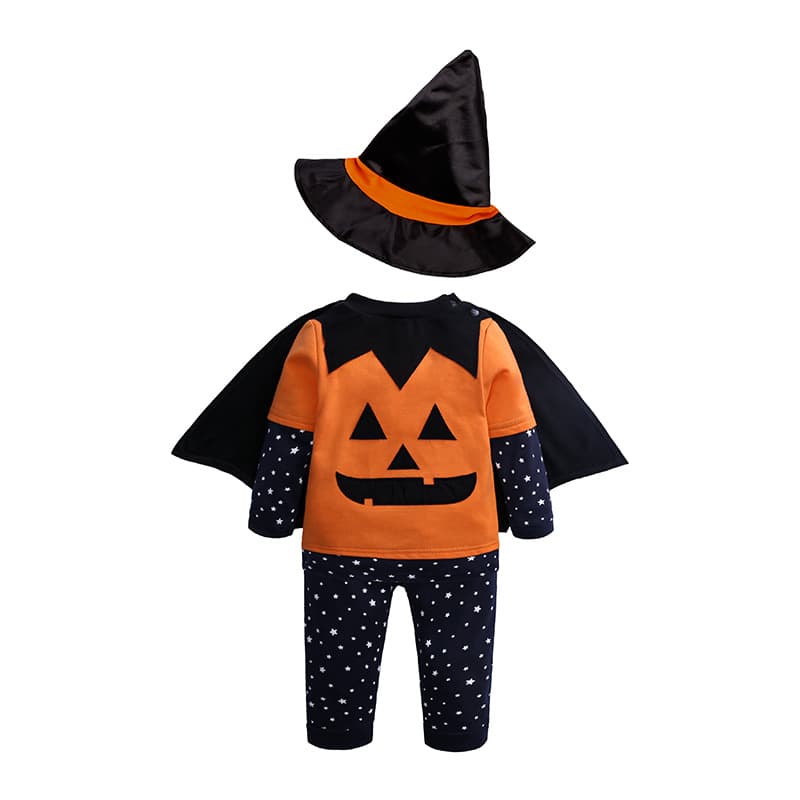 Cross-border 2026 Autumn Clothes Children's Halloween Pumpkin Set Infants and Toddlers Long Sleeves Long Pants Hats and Cloaks Four-piece Set