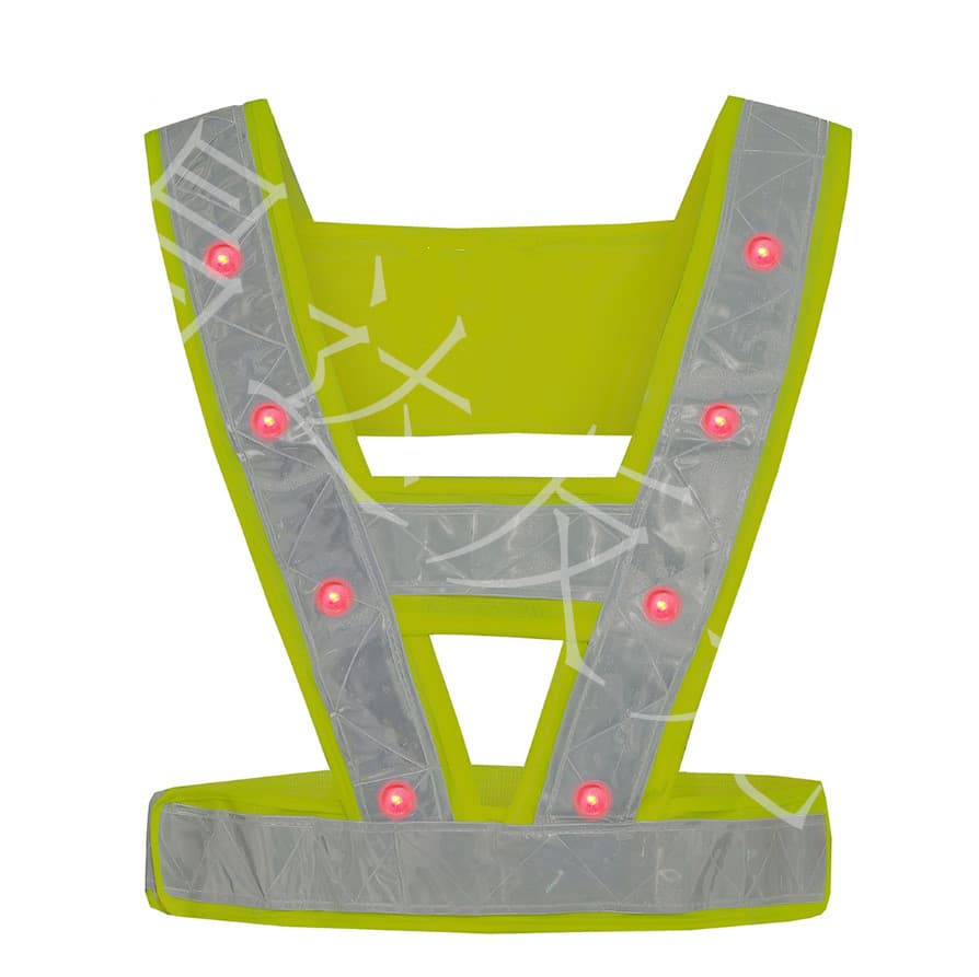V-shaped reflective vest with light, night sanitation traffic flash warning, riding construction site safety vest
