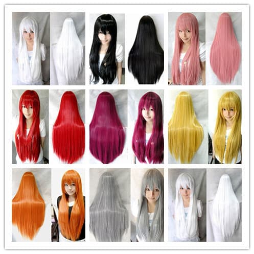 Cosplay Wig, Anime Wig, Colorful Long Straight Hair Wig, 80CM